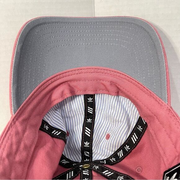 Adidas Trefoil Logo Pink Mauve Hat 100% Cotton White Embroidered Sporty Like New - Picture 9 of 15